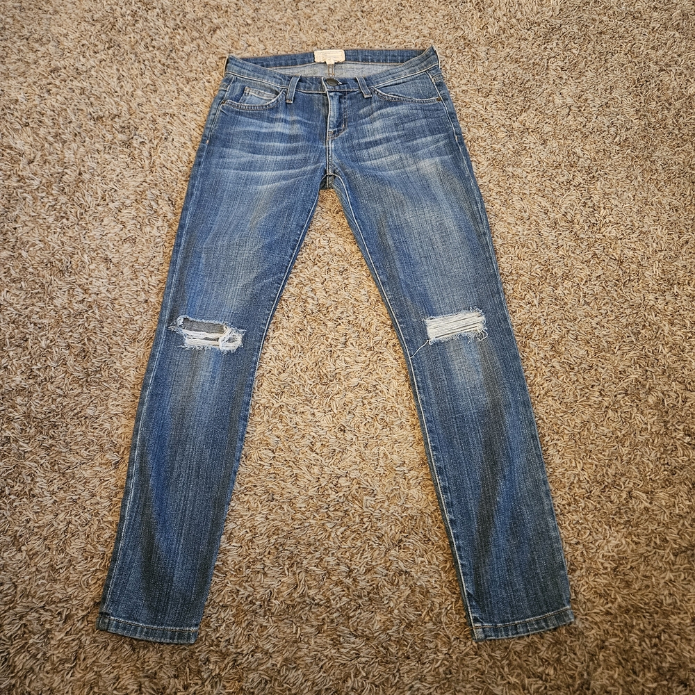 Current Elliott‎ Size 26 Stiletto Windmill Destroy Skinny Jeans Medium Wash